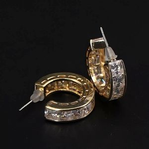 18kgp Gold Sterling silver VTG CZ Cubic Zirconia Huggie Hoop Post Earrings 8g